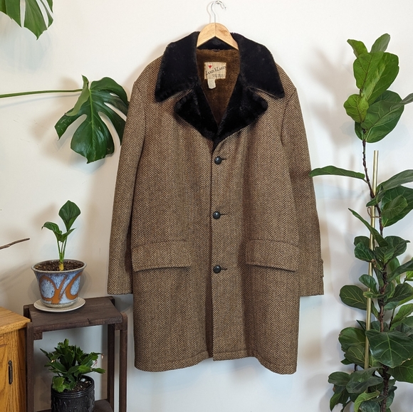 Land-N-Lakes | Vintage | 1960s | Minnesota | Tweed + Faux Fur Wool Overcoat - Picture 2 of 15